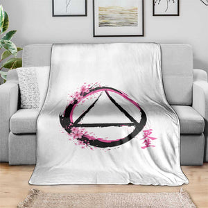 AA Sober Symbol Serenity Recovery Throw Blanket Japanese Cherry Blossom Brushstroke Circle TS11 Print Your Wear