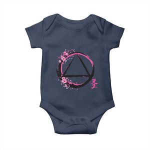 AA Sober Symbol Serenity Recovery Baby Onesie Japanese Cherry Blossom Brushstroke Circle TS11 Navy Print Your Wear