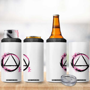 AA Sober Symbol Serenity Recovery 4 in 1 Can Cooler Tumbler Japanese Cherry Blossom Brushstroke Circle TS11 Print Your Wear