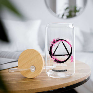 AA Sober Symbol Serenity Recovery Glass Can Japanese Cherry Blossom Brushstroke Circle TS11 Print Your Wear