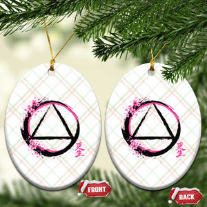AA Sober Symbol Serenity Recovery Ceramic Ornament Japanese Cherry Blossom Brushstroke Circle TS11 Print Your Wear