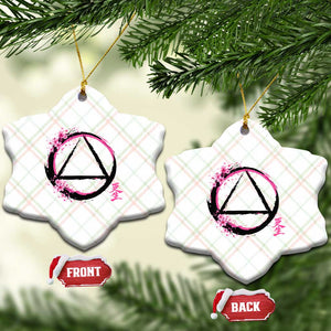 AA Sober Symbol Serenity Recovery Ceramic Ornament Japanese Cherry Blossom Brushstroke Circle TS11 Print Your Wear