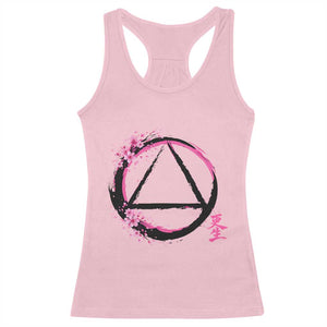AA Sober Symbol Serenity Recovery Racerback Tank Top Japanese Cherry Blossom Brushstroke Circle TS11 Light Pink Print Your Wear