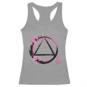 AA Sober Symbol Serenity Recovery Racerback Tank Top Japanese Cherry Blossom Brushstroke Circle TS11 Sport Gray Print Your Wear