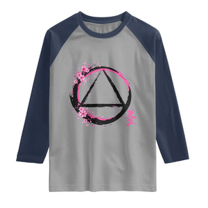 AA Sober Symbol Serenity Recovery Raglan Shirt Japanese Cherry Blossom Brushstroke Circle TS11 Sport Gray Navy Print Your Wear