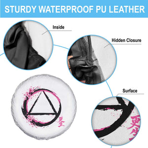 AA Sober Symbol Serenity Recovery Spare Tire Cover Japanese Cherry Blossom Brushstroke Circle TS11 Print Your Wear