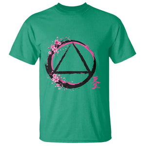 AA Sober Symbol Serenity Recovery T Shirt Japanese Cherry Blossom Brushstroke Circle TS11 Irish Green Print Your Wear