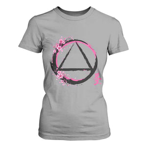 AA Sober Symbol Serenity Recovery T Shirt For Women Japanese Cherry Blossom Brushstroke Circle TS11 Sport Gray Print Your Wear