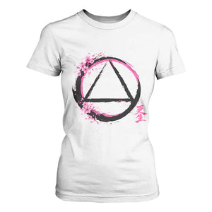 AA Sober Symbol Serenity Recovery T Shirt For Women Japanese Cherry Blossom Brushstroke Circle TS11 White Print Your Wear