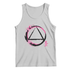 AA Sober Symbol Serenity Recovery Tank Top Japanese Cherry Blossom Brushstroke Circle TS11 Ash Print Your Wear