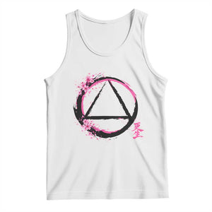 AA Sober Symbol Serenity Recovery Tank Top Japanese Cherry Blossom Brushstroke Circle TS11 White Print Your Wear