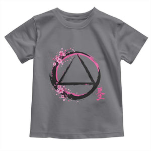 AA Sober Symbol Serenity Recovery Toddler T Shirt Japanese Cherry Blossom Brushstroke Circle TS11 Charcoal Print Your Wear
