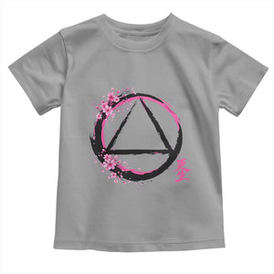 AA Sober Symbol Serenity Recovery Toddler T Shirt Japanese Cherry Blossom Brushstroke Circle TS11 Sport Gray Print Your Wear