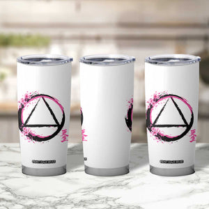 AA Sober Symbol Serenity Recovery Tumbler Cup Japanese Cherry Blossom Brushstroke Circle TS11 Print Your Wear