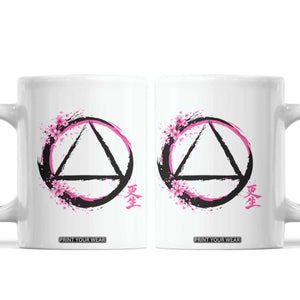 AA Sober Symbol Serenity Recovery Coffee Mug Japanese Cherry Blossom Brushstroke Circle TS11 White Print Your Wear