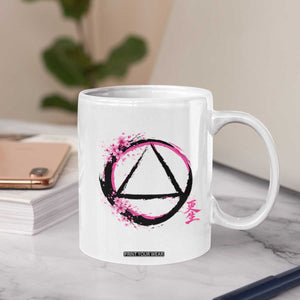 AA Sober Symbol Serenity Recovery Coffee Mug Japanese Cherry Blossom Brushstroke Circle TS11 Print Your Wear