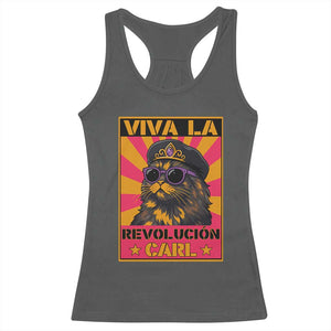 Viva La Revolucion Carl Racerback Tank Top Funny Cat Princess Meme TS11 Dark Heather Print Your Wear