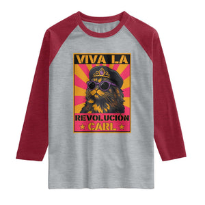 Viva La Revolucion Carl Raglan Shirt Funny Cat Princess Meme TS11 Heather Gray Heather Red Print Your Wear