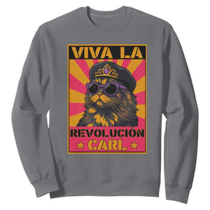Viva La Revolucion Carl Sweatshirt Funny Cat Princess Meme TS11 Charcoal Print Your Wear