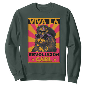 Viva La Revolucion Carl Sweatshirt Funny Cat Princess Meme TS11 Dark Forest Green Print Your Wear