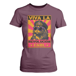 Viva La Revolucion Carl T Shirt For Women Funny Cat Princess Meme TS11 Maroon Print Your Wear