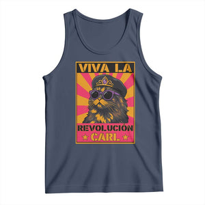 Viva La Revolucion Carl Tank Top Funny Cat Princess Meme TS11 Navy Print Your Wear