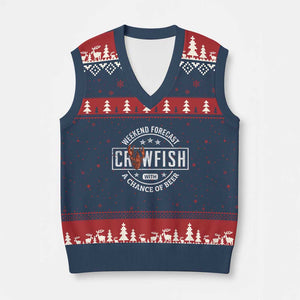 Weekend Forecast Crawfish With A Chance Of Beer V-Neck Knit Sweater Vest TS11 Navy Red Print Your Wear