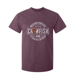 Weekend Forecast Crawfish With A Chance Of Beer T Shirt For Kid TS11 Maroon Print Your Wear