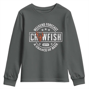 Weekend Forecast Crawfish With A Chance Of Beer Youth Sweatshirt TS11 Dark Heather Print Your Wear