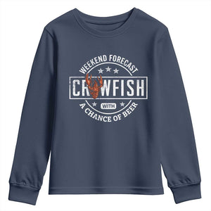 Weekend Forecast Crawfish With A Chance Of Beer Youth Sweatshirt TS11 Navy Print Your Wear