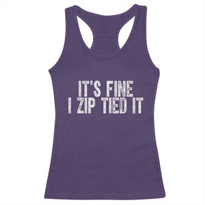 Mechanics Car Guy Racerback Tank Top Funny It Is Fine I Zip Tied It TS11 Purple Print Your Wear