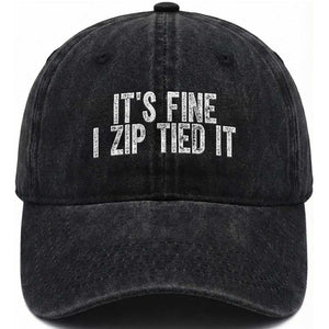 Mechanics Car Guy Washed Cotton Baseball Cap Funny It Is Fine I Zip Tied It TS11 Print Your Wear