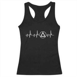 Sober Recover Sobriety Heartbeat EKG Pulse Recovery Racerback Tank Top TS11 Black Print Your Wear