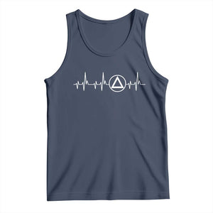 Sober Recover Sobriety Heartbeat EKG Pulse Recovery Tank Top TS11 Navy Print Your Wear