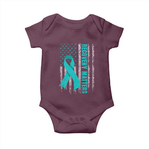 Recovery Matter Sobriety Anniversary Sober AA NA Baby Onesie Vintage American Flag TS11 Maroon Print Your Wear