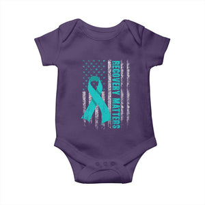 Recovery Matter Sobriety Anniversary Sober AA NA Baby Onesie Vintage American Flag TS11 Purple Print Your Wear