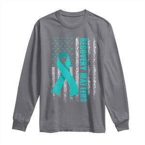 Recovery Matter Sobriety Anniversary Sober AA NA Long Sleeve Shirt Vintage American Flag TS11 Charcoal Print Your Wear