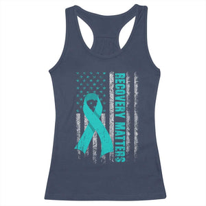 Recovery Matter Sobriety Anniversary Sober AA NA Racerback Tank Top Vintage American Flag TS11 Navy Print Your Wear