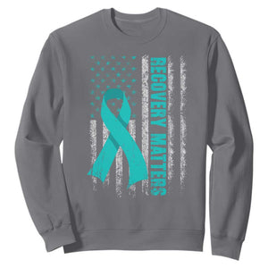 Recovery Matter Sobriety Anniversary Sober AA NA Sweatshirt Vintage American Flag TS11 Charcoal Print Your Wear