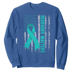 Recovery Matter Sobriety Anniversary Sober AA NA Sweatshirt Vintage American Flag TS11 Royal Blue Print Your Wear