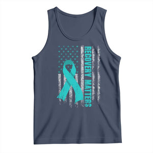 Recovery Matter Sobriety Anniversary Sober AA NA Tank Top Vintage American Flag TS11 Navy Print Your Wear