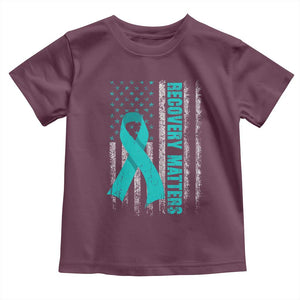 Recovery Matter Sobriety Anniversary Sober AA NA Toddler T Shirt Vintage American Flag TS11 Maroon Print Your Wear