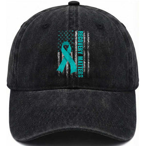 Recovery Matter Sobriety Anniversary Sober AA NA Washed Cotton Baseball Cap Vintage American Flag TS11 Print Your Wear