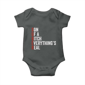 Sobriety Anniversary Baby Onesie Sober Son Of A Bitch Everythings Real AA NA TS11 Dark Heather Print Your Wear