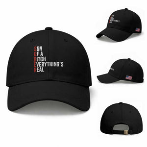 Sobriety Anniversary Baseball Cap Sober Son Of A Bitch Everythings Real AA NA TS11 Baseball Cap Universal Fit Black Print Your Wear