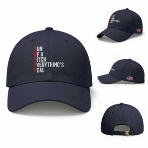 Sobriety Anniversary Baseball Cap Sober Son Of A Bitch Everythings Real AA NA TS11 Baseball Cap Universal Fit Navy Print Your Wear