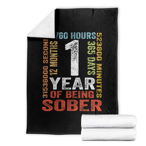 1 Year Of Being Sober Throw Blanket 1 Year Sobriety Anniversary Addiction Recovery TS11 Black Print Your Wear