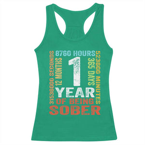 1 Year Of Being Sober Racerback Tank Top 1 Year Sobriety Anniversary Addiction Recovery TS11 Irish Green Print Your Wear