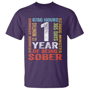 1 Year Of Being Sober T Shirt 1 Year Sobriety Anniversary Addiction Recovery TS11 Purple Print Your Wear