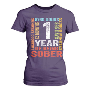1 Year Of Being Sober T Shirt For Women 1 Year Sobriety Anniversary Addiction Recovery TS11 Purple Print Your Wear